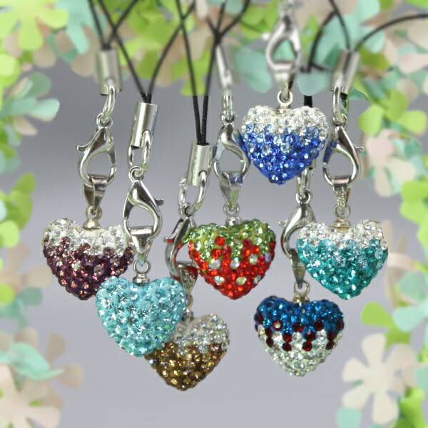 楽天市場】携帯ストラップ ストラップ 根付 ハート型 ガラスクリスタル