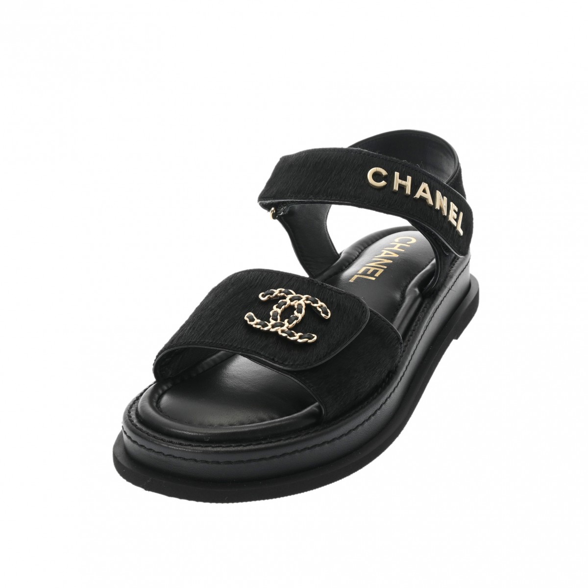 楽天市場】シャネル CHANEL サンダル #37C ブラック/ゴールド/ゴールド