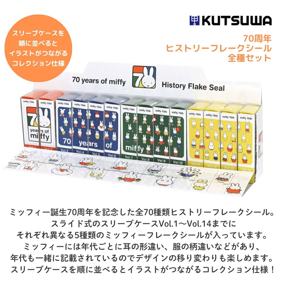 楽天市場】クツワ ミッフィー 70周年 ヒストリーフレークシール 全種