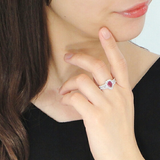 楽天市場】Pt900 ペアシェイプ ルビー ダイヤモンド リング指輪 リング