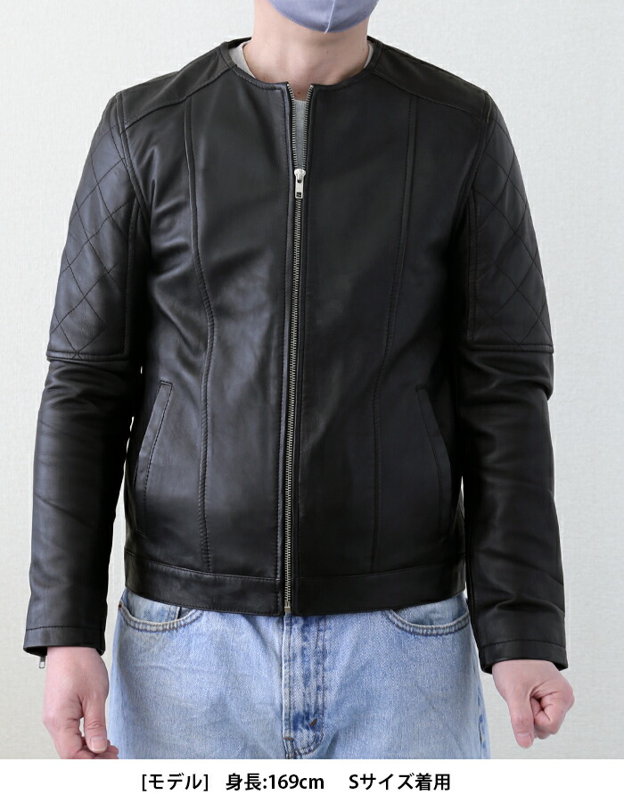 楽天市場】【3/11まで！50％オフ】レザージャケット ノーカラー ノー