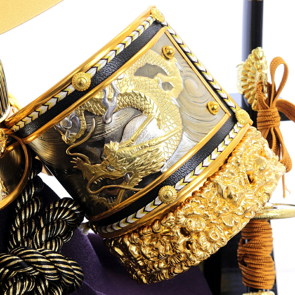 楽天市場】五月人形 兜ケース飾り 名入れ 12号ゴールド新盛龍牡丹上杉