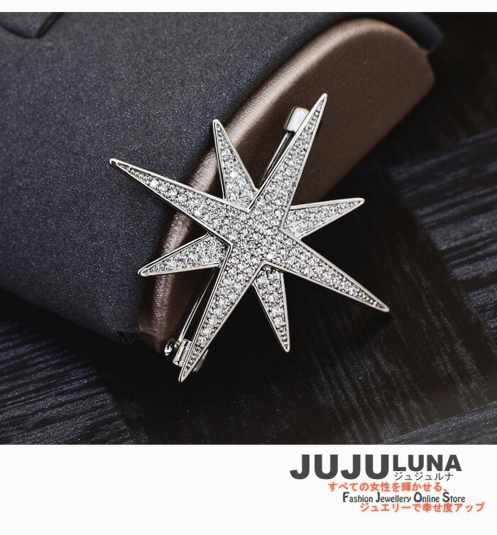 楽天市場】ブローチ かわいい 八芒星 星型 スター クリスタル キラキラ