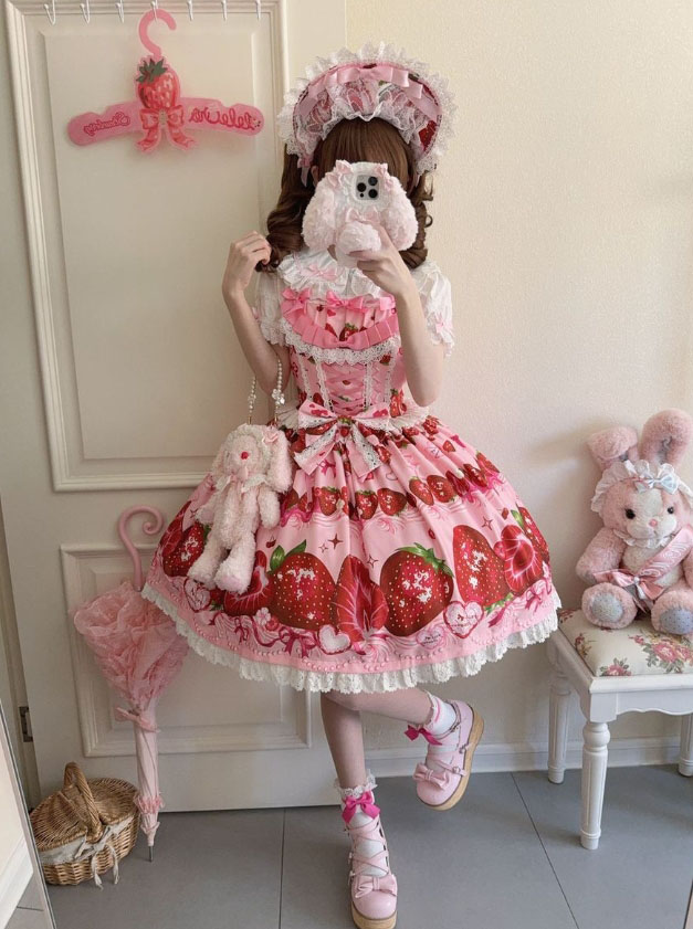 楽天市場】ロリータドレス イチゴ 苺 可愛い ロリータ ワンピース