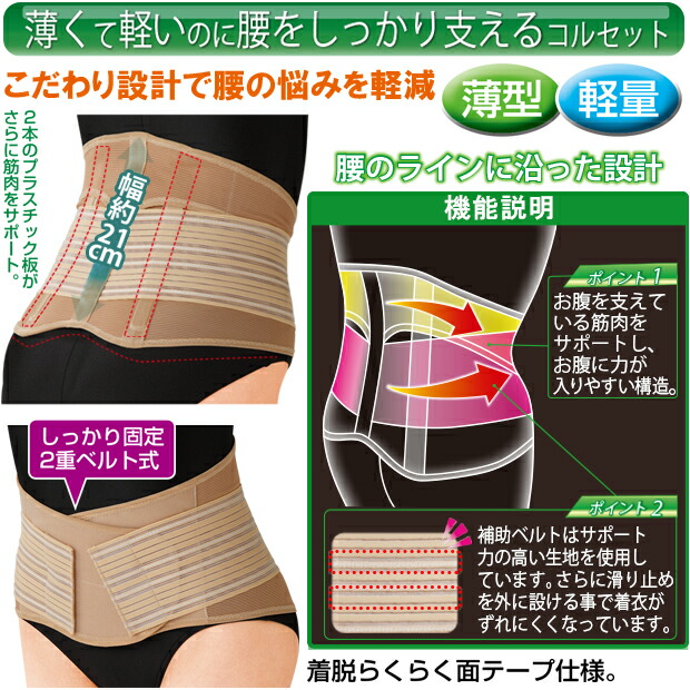 楽天市場】薄くても腰をしっかり支えるコルセット 4L〜5L 腰サポーター