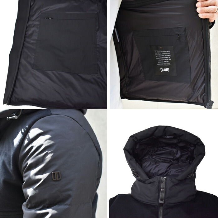 楽天市場】DUNO デュノ ウール ナイロン 切り替え フーデッド ダウン