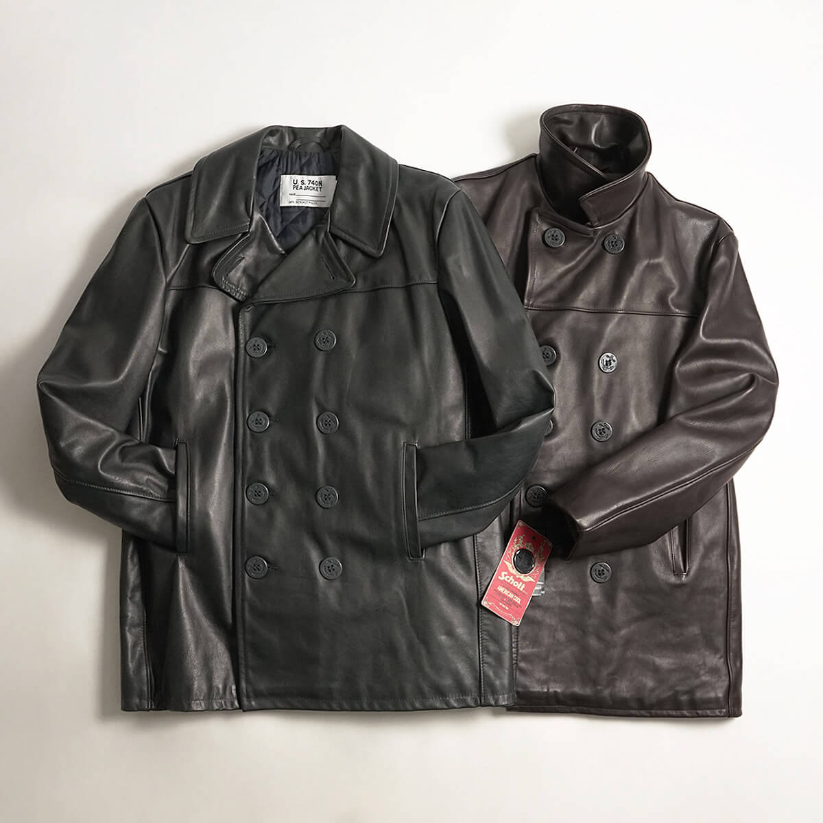 楽天市場】ショット SCHOTT 140 メンズ レザー ダブル ピーコート BIG