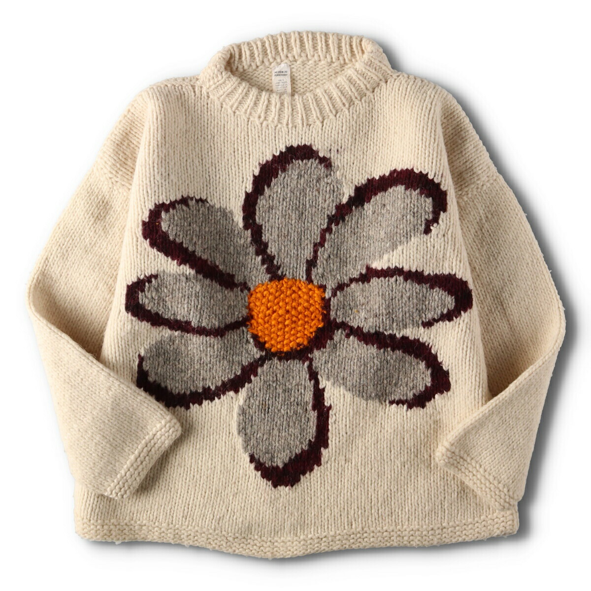 90s エクアドル ニット ヴィンテージ ハート柄 花 バーズアイ 90s