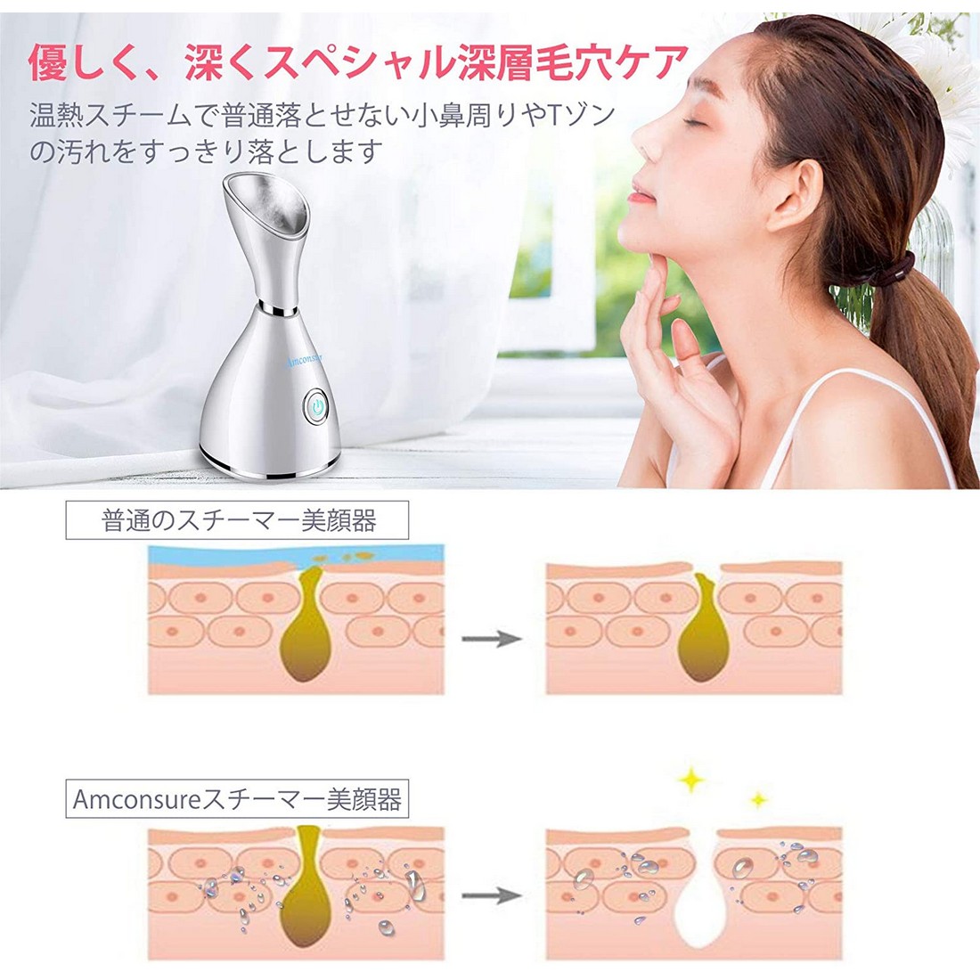 楽天市場】フェイススチーマー スチーマー美顔器 ナノ超微粒化技術