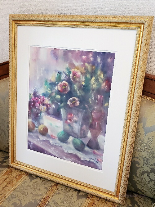 楽天市場】絵画 原画 「雨上がりを待つ窓辺」 水彩/パステル F6