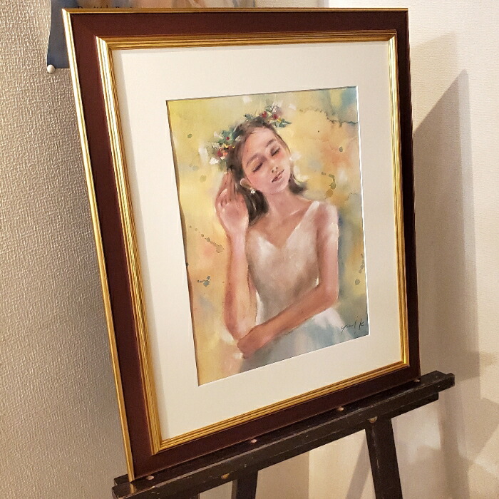 楽天市場】絵画 原画 「Muse〜芸術の女神」 水彩/パステル F6 ゴールド