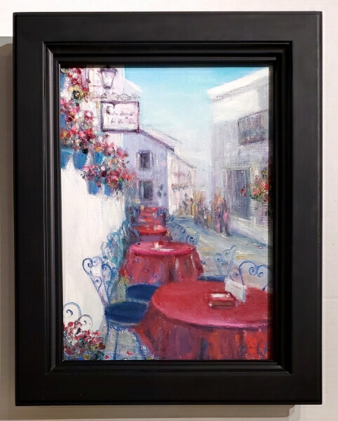 楽天市場】絵画 「赤と青の白い街」 油彩画 油絵 原画 風景画 お部屋や