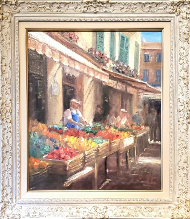 楽天市場】絵画 「夏の日のマルシェ」 油彩画 油絵 原画 風景画