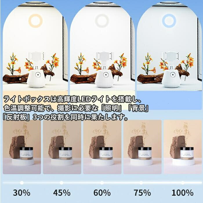 楽天市場】撮影キット 撮影ボックス LEDライト付 折りたたみ可能 調光