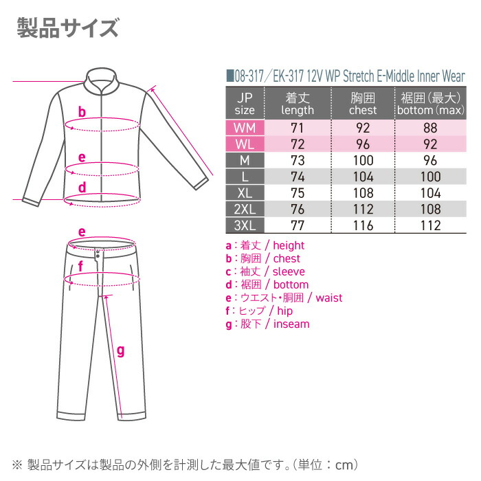 楽天市場】コミネ EK-317 12V WP ストレッチE-ミドルインナーウェアー
