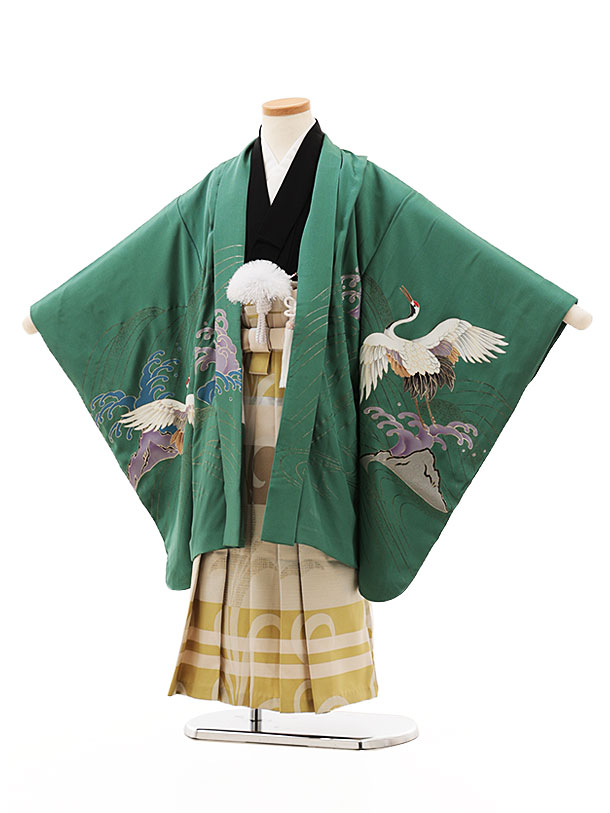 楽天市場】七五三レンタル 男の子 X348【正絹】薄緑鶴×ライムグリーン