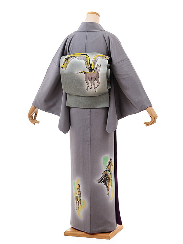 楽天市場】訪問着 レンタル 結婚式 t721 グレー地 馬 新品足袋