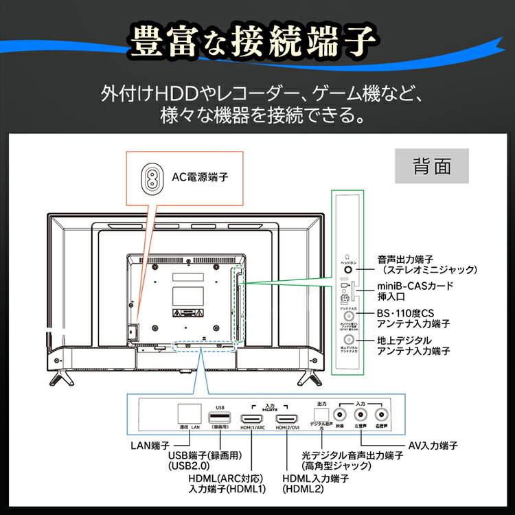 楽天市場】2K液晶テレビ 32V型 32WD2B ブラック 送料無料 テレビ TV