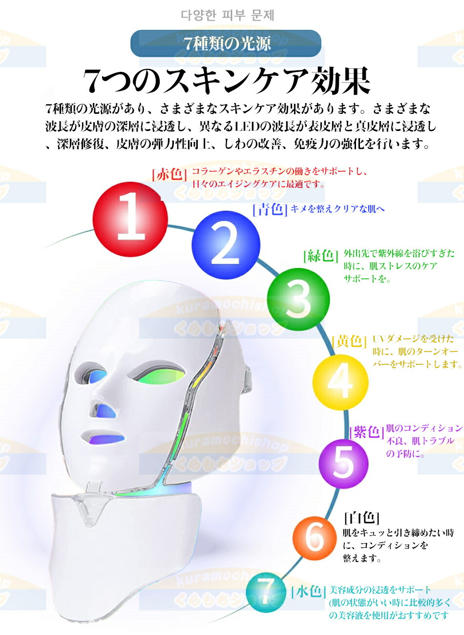 楽天市場】ビューティーマスク 7色LED 光美容 美容機器 エイジングケア