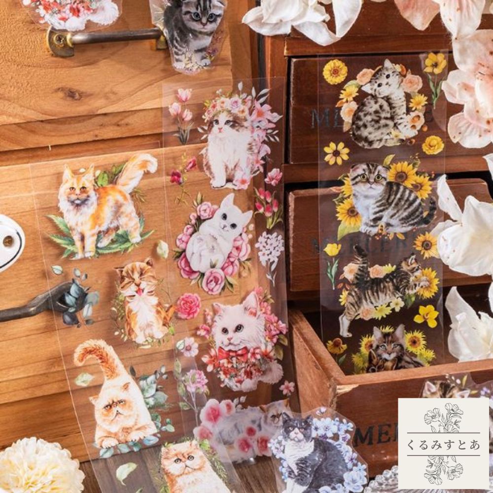 楽天市場】コラージュ シール【6種 1袋6枚】猫 ねこ ネコ 白猫 黒猫