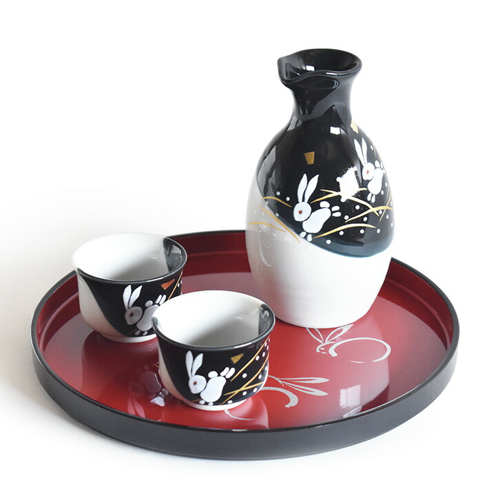 楽天市場】九谷焼 晩酌セット はねうさぎ お盆付（おちょこ ぐいのみ