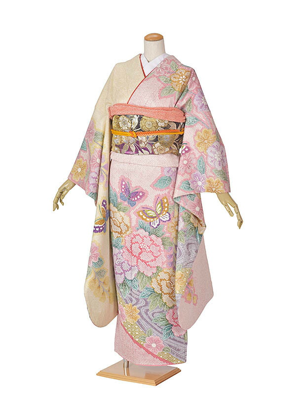 楽天市場】【レンタル】振袖 ピンク 黄色 総絞り正絹 成人式 結婚式