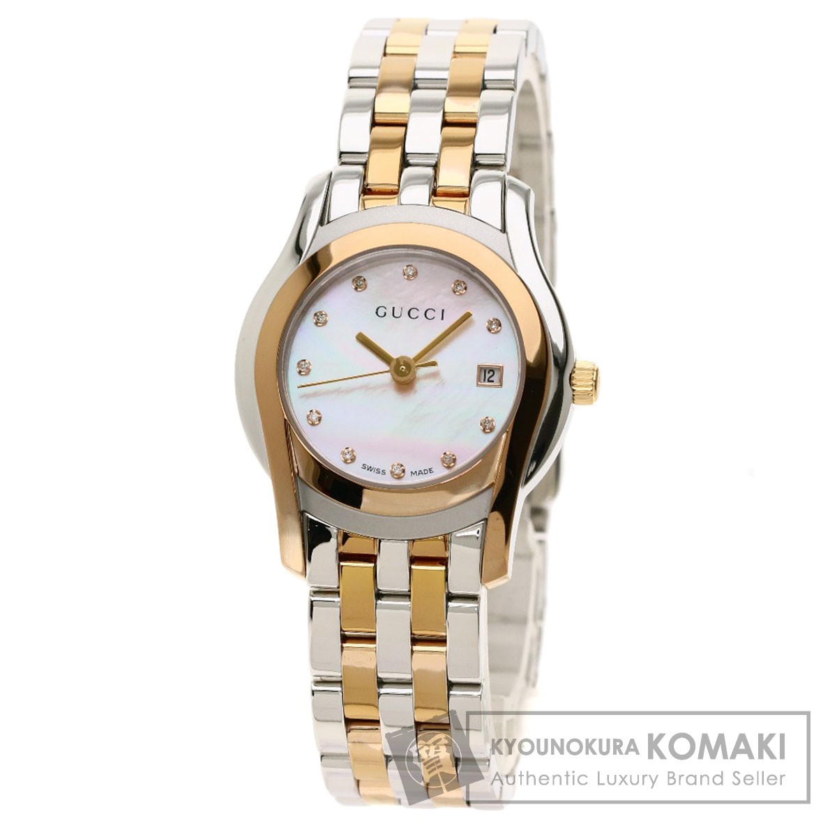 可動品【GUCCI/グッチ】5500L 11Pダイヤ スイス製 デイト ブラック