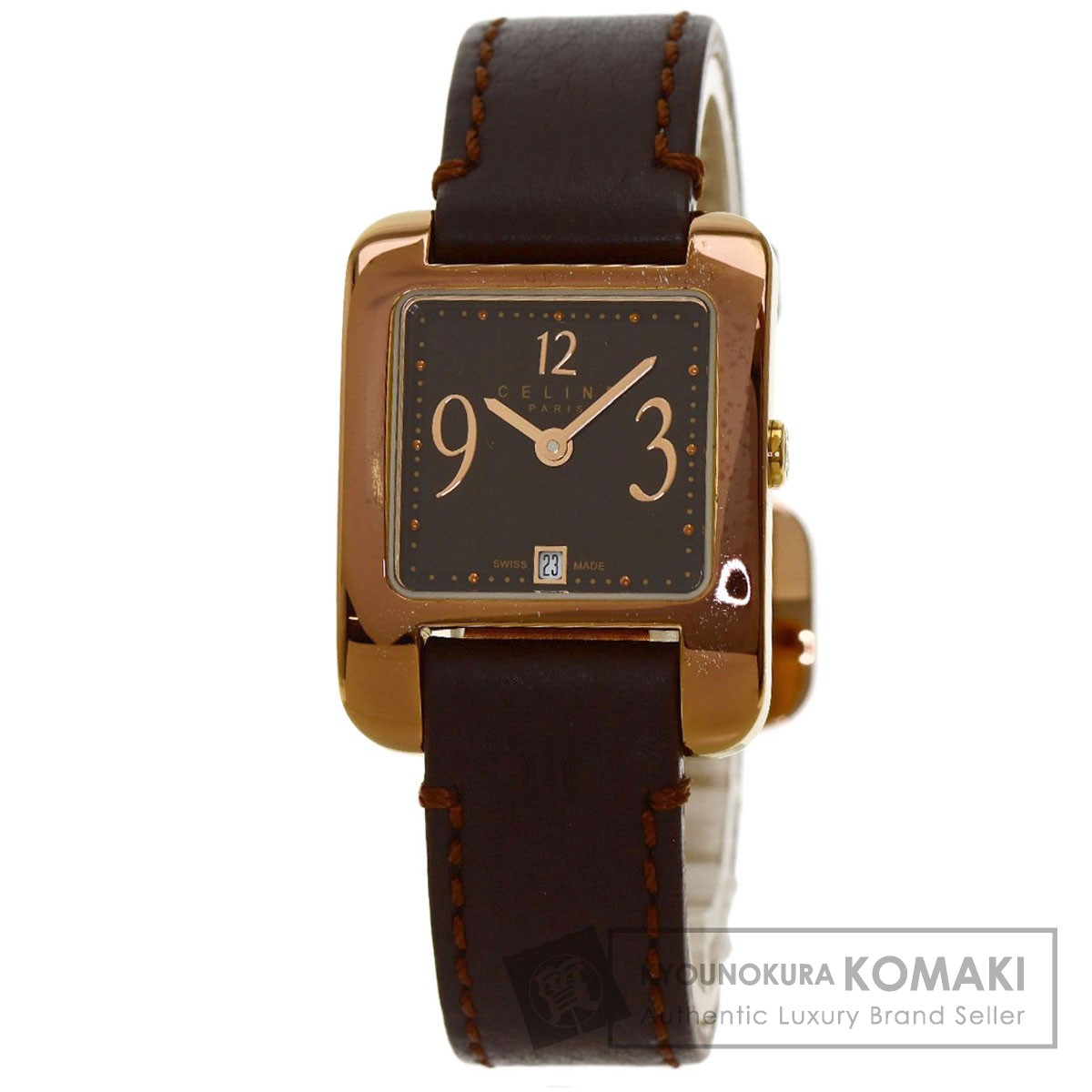 楽天市場】セリーヌ スクエアフェイス 腕時計 GP/革 レディース 【中古