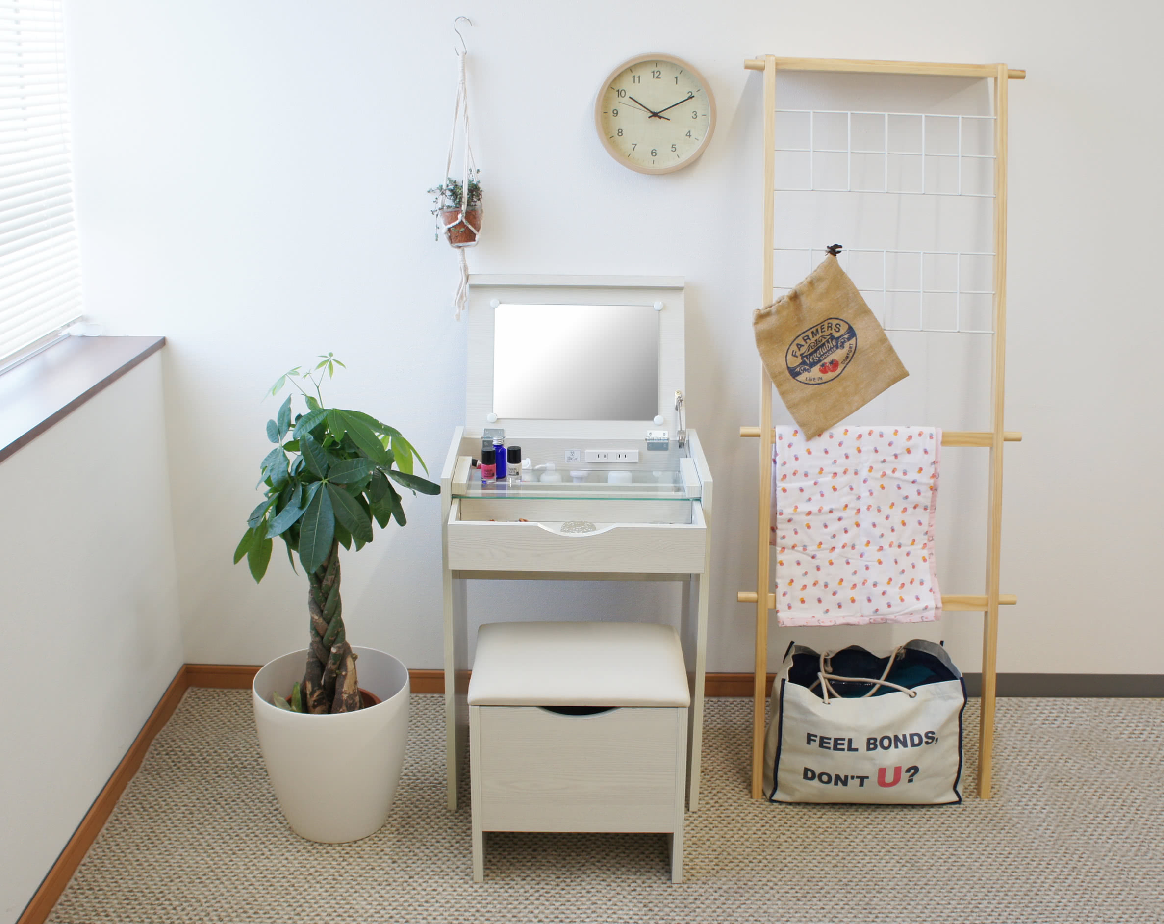 楽天市場】ドレッサー スツール付 鏡台 化粧台 ミラー 鏡 デスク