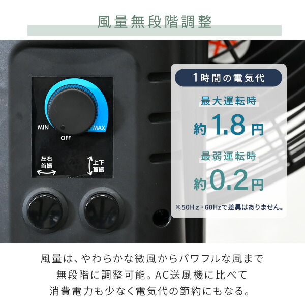 楽天市場】工場扇 工業扇風機 スタンド式 3D首振り45cmDCファン 大風量