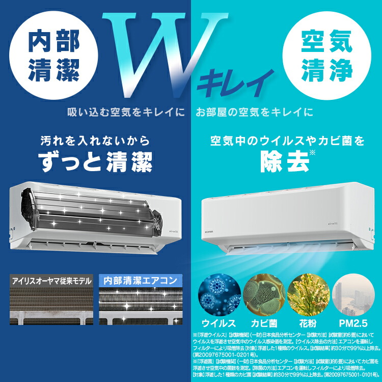 楽天市場】エアコン 空気清浄 12畳 工事費込 アイリスオーヤマ 内部