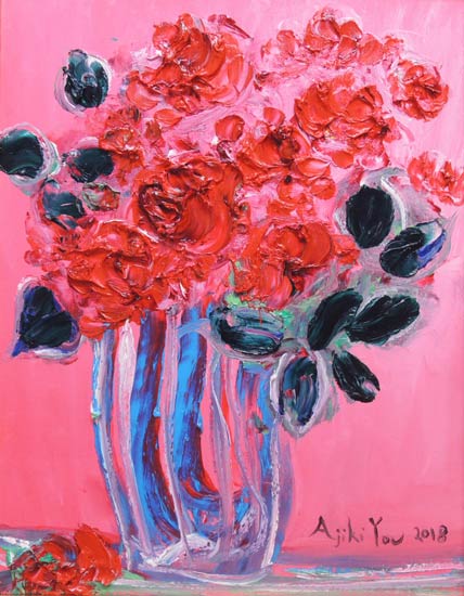 楽天市場】絵画 油絵 赤薔薇 (安食洋) 送料無料 【肉筆】【油絵】【花