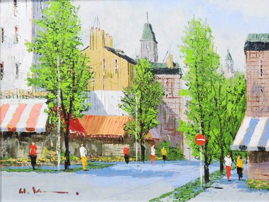 楽天市場】絵画 油絵 並木路のある街（フランス・ラマルク） （黒沢久