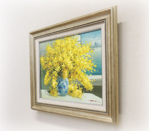 楽天市場】絵画 油絵 ミモザ （堀哲夫） 送料無料 【肉筆】【油絵