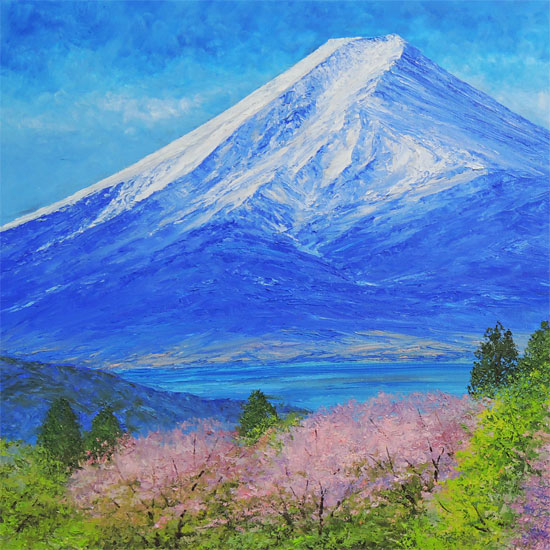 楽天市場】絵画 油絵 富士山と桜 F50号 （小川久雄） 送料無料 【海