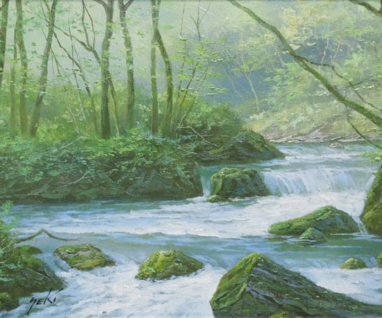楽天市場】絵画 油絵 奥入瀬渓流 F50号 （関健造） 送料無料 【海・山