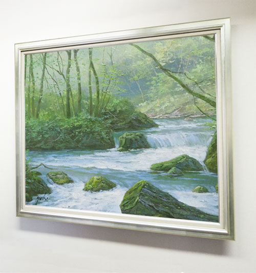 送料込】F50号 大型 油彩仮額縁＆肉筆油彩画セット 南郷大橋 2006年