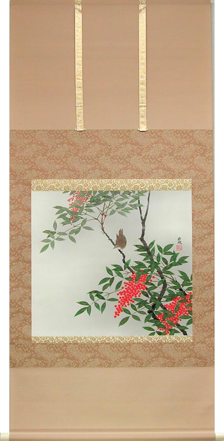 楽天市場】掛け軸 南天 (大野草思) 送料無料 【掛軸】【一間床】【丈の