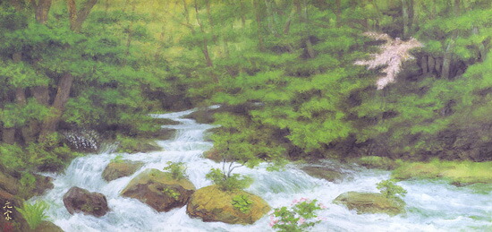 楽天市場】奥田元宋 絵画 奥入瀬淙々 送料無料 【複製】【美術印刷