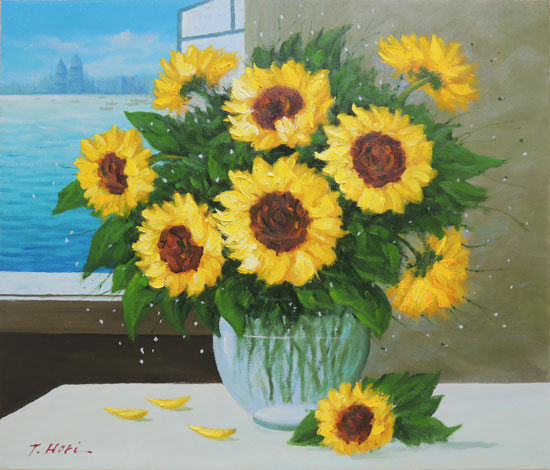 楽天市場】絵画 油絵 ひまわり F20号 （堀哲夫） 送料無料 【肉筆