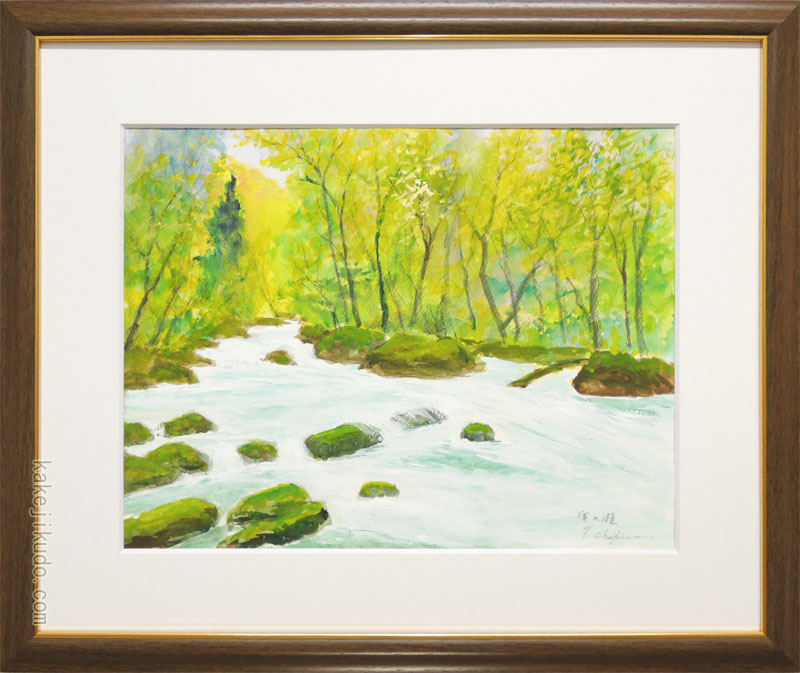 楽天市場】絵画 水彩画 奥入瀬 新緑 (岡島哲夫) F6号 送料無料 【肉筆