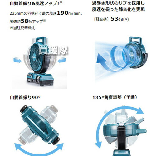 楽天市場】マキタ 充電式ファン 白 [本体のみ/バッテリ・充電器別売