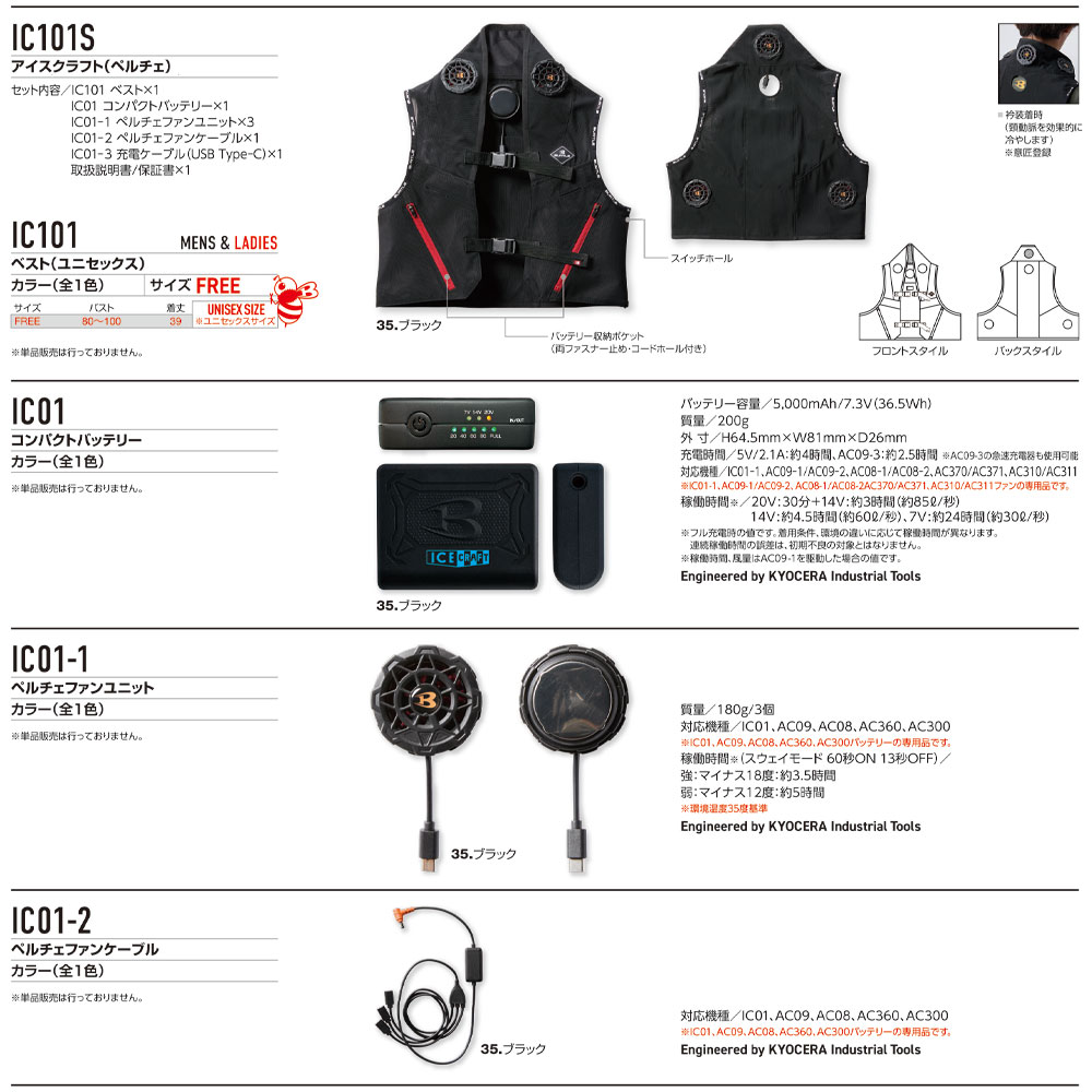 楽天市場】[在庫あり・即納] バートル アイスクラフト IC101S ペルチェ