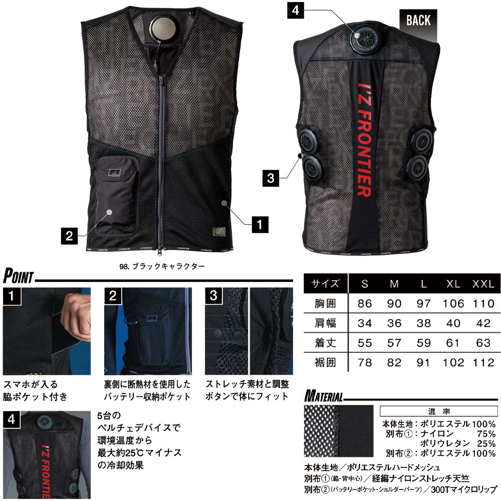 楽天市場】アイズフロンティア 冷却ペルチェ5個タイプインナーベスト