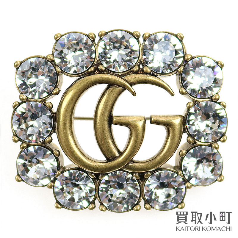 楽天市場】【未使用品】グッチ 【GUCCI】クリスタル ダブルG ブローチ