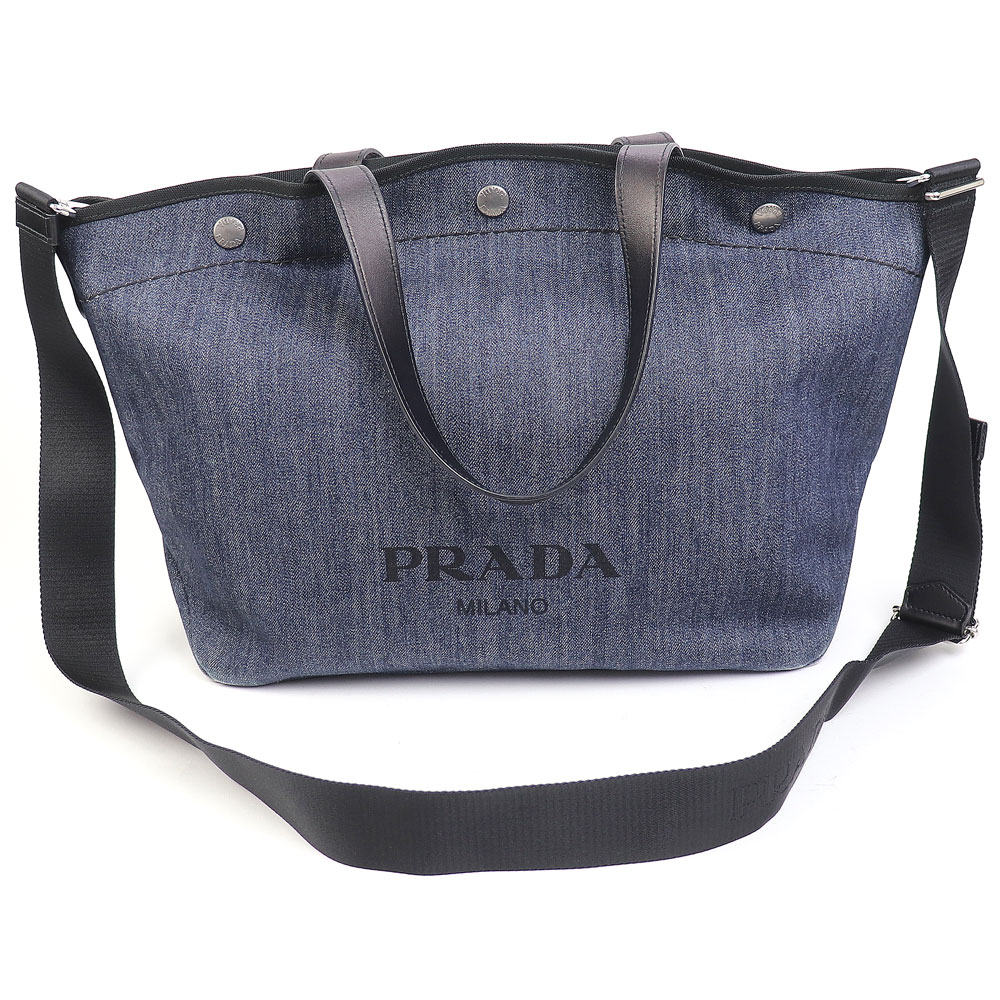 楽天市場】プラダ【PRADA】 デニム トートバッグ ブルー デニム
