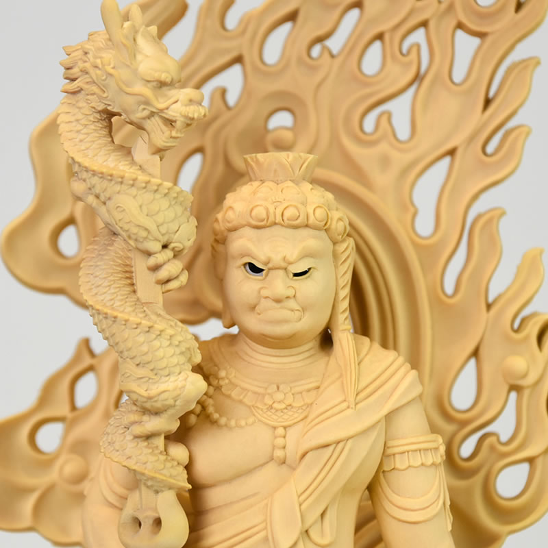 楽天市場】木彫り仏像 柘植眼入【倶利伽羅不動明王】 立4.5寸 総高24.5