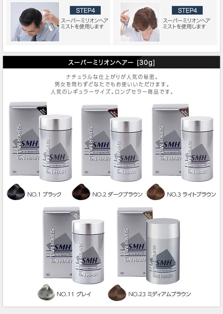 楽天市場】スーパーミリオンヘアー 30g 増毛パウダー 薄毛隠し 薄毛