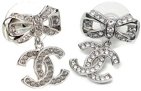 楽天市場】CHANEL シャネル ピアスラインストーンリボン ココマーク