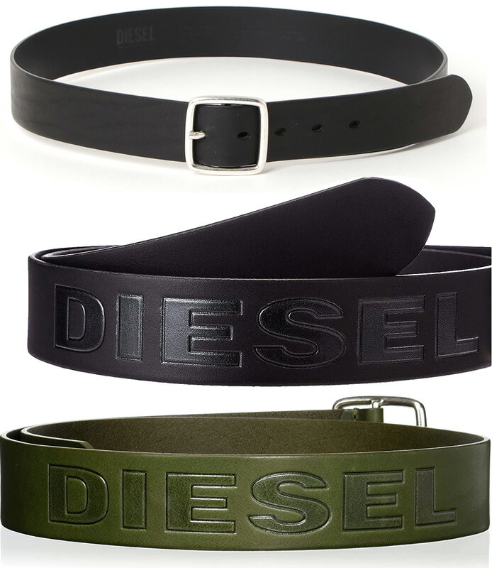 楽天市場】DIESEL ディーゼル メンズレザーベルトブラック オリーブ